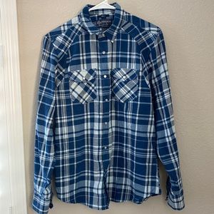 American Rag Plaid Western Shirt Pearl Snaps Size Small